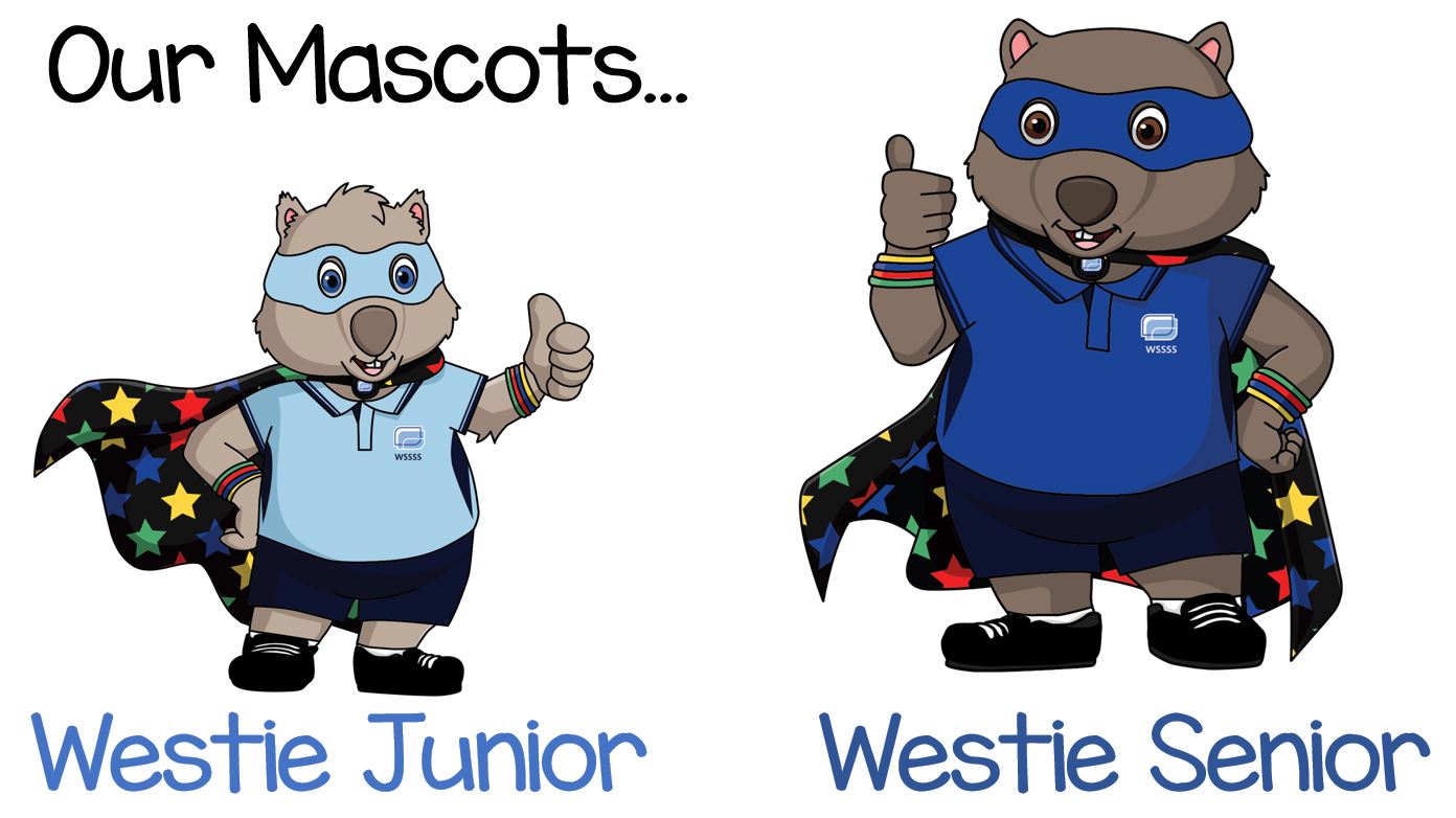 Illustration of wombat mascots for primary and high school